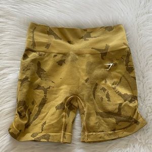 Gymshark Mustard Yellow Camo Shorts